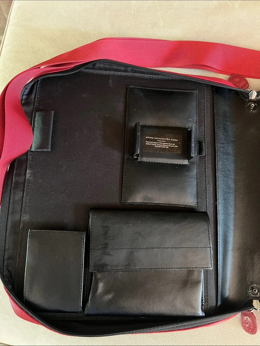 Franklin Covey Full Grain Red Leather Planner Organizer Shoulder Strap